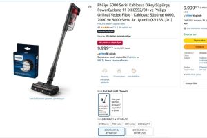 Philips 6000 Serisi Kablosuz Dikey Süpürge, PowerCyclone 11 (XC6552/01) ve Philips Orijinal Yedek Filtre – Kablosuz Süpürge 6000, 7000 ve 8000 Serisi ile Uyumlu (XV1681/01)