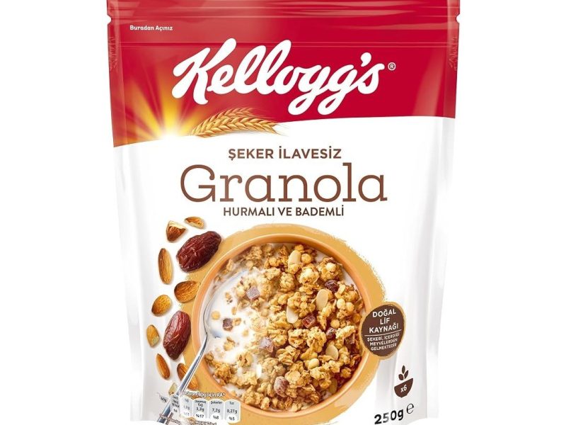 🛍️ Kellogg’s İlave Şekersiz Granola Hurmalı ve Bademli 250 G,%43 Yulaf içerir,Lif Kaynağı,%10 Hurma içerir — %70 İndirim