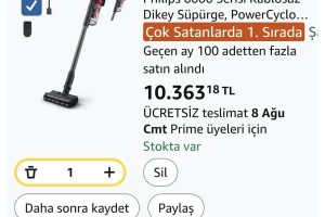 Philips 6000 Serisi Kablosuz Dikey Süpürge, PowerCyclone 11, 64 Dakika Kullanım Süresi, Zemin Tipini Algılayan Akıllı Başlık, Aksesurlar ile Derinlemesine Temizlik (XC6552/01)