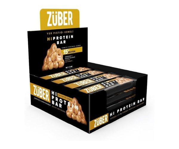 🛍️ Züber Fıstık Ezmeli Yüksek Protein Bar 45g x 12 Adet