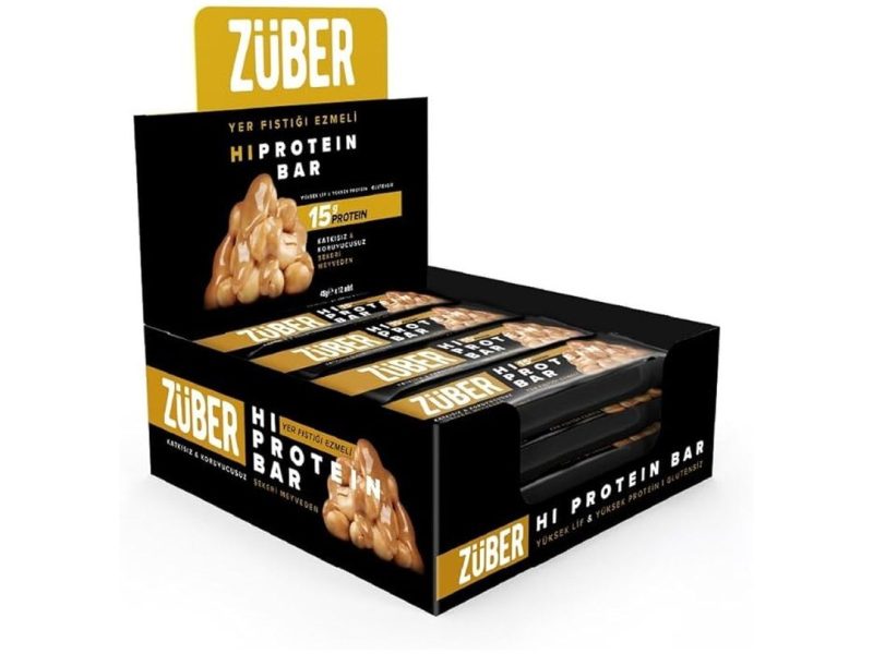 🛍️ Züber Fıstık Ezmeli Yüksek Protein Bar 45g x 12 Adet