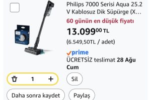 Philips 7000 Serisi Aqua 25.2 V Kablosuz Dik Süpürge (XC7053/01) ve Philips Orijinal Yedek Filtre – Kablosuz Süpürge 6000, 7000 ve 8000 Serisi ile Uyumlu (XV1681/01)