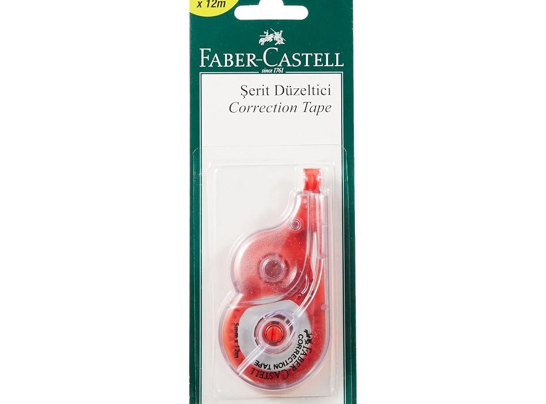 🛍️ Faber Castell Şerit Düzeltici, 5mm x 12m, Hızlı Kapatıcı, Kuruma Süresi Gerektirmez, Asorti Renkler