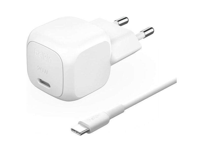 🛍️ Belkin BoostCharge Kompakt Şarj Cihazı, 20 W, USB C Güç Dağıtımı ile Hızlı Şarj, Apple iPhone 17, Samsung Galaxy S25, iPad, AirPods ve Daha Fazlası İçin, USB C USB C Kablosu Dahil, Beyaz