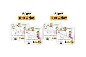 🛍️ Paddlers Protection Bebek Bezi 3 Numara Midi (4 9 Kg) 100 Adet – 2’li Jumbo Set, Maksimum Koruma (2 paketi)