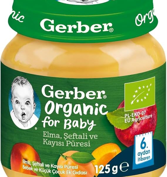 🚨 Gerber Organik Elma, Şeftali ve Kayısı Püresi 125 gram