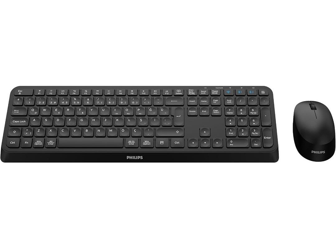 🛍 Philips SPT6407 Bluetooth Kablosuz Türkçe Q Klavye Mouse Seti Siyah