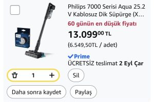 Philips 7000 Serisi Aqua 25.2 V Kablosuz Dik Süpürge (XC7053/01) ve Philips Orijinal Yedek Filtre – Kablosuz Süpürge 6000, 7000 ve 8000 Serisi ile Uyumlu (XV1681/01)