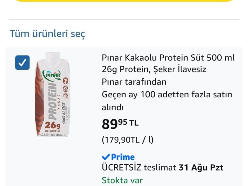 Pınar Kakaolu Protein Süt 500 ml 26g Protein, Şeker İlavesiz