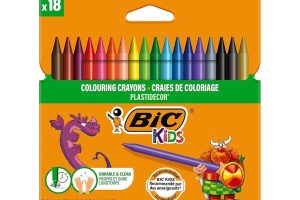 🛍️ BIC Plastidecor Elleri Kirletmeyen Pastel Boya, 18’li Kutu, Elleri Boyamaz, 30 Aydan Büyük Çocuklar İçin İdeal