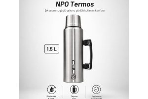 🛍️ NPO NT01 1.5L Çift Katmanlı Vakum Teknolojili 24H Sıcak 48H Soğuk 72H Buzlu Koruma Çelik Termos