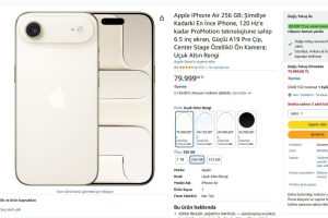 Apple iPhone Air 256 GB: Şimdiye Kadarki En İnce iPhone, 120 Hz’e kadar ProMotion teknolojisine sahip 6.5 inç ekran, Güçlü A19 Pro Çip, Center Stage Özellikli Ön Kamera; Uçuk Altın Rengi
