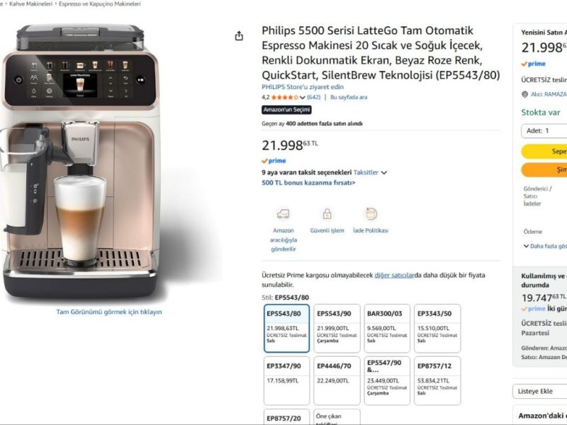 Philips 5500 Serisi LatteGo Tam Otomatik Espresso Makinesi 20 Sıcak ve Soğuk İçecek, Renkli Dokunmatik Ekran, Beyaz Roze Renk, QuickStart, SilentBrew Teknolojisi (EP5543/80)