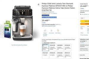 Philips 5500 Serisi LatteGo Tam Otomatik Espresso Makinesi (EP5547/90) ve Philips Espresso Makinesi Kahve Yağı Çözücü Tablet (CA6704/10)