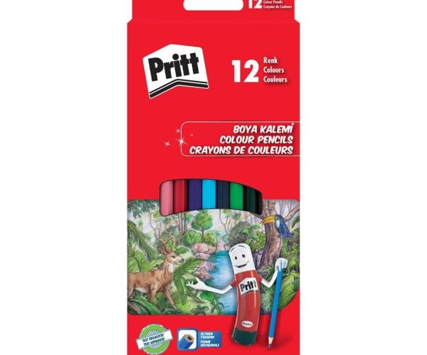 🛍️ Pritt 12’li Uzun Kuru Boya Kalemi, 12 Renk