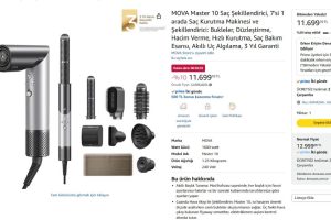 MOVA Master 10 Saç Şekillendirici, 7’si 1 arada Saç Kurutma Makinesi ve Şekillendirici: Bukleler, Düzleştirme, Hacim Verme, Hızlı Kurutma, Saç Bakım Esansı, Akıllı Uç Algılama, 3 Yıl Garanti
