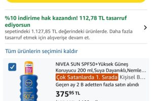 NIVEA SUN SPF50+ Yüksek Güneş Koruyucu 200 ml,Suya