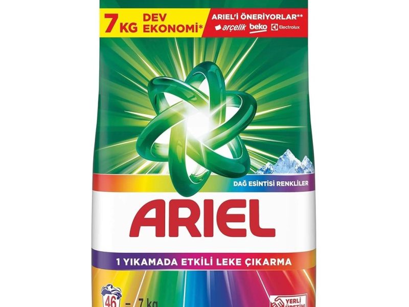 🛍️ Ariel Dağ Esintisi Renkliler Toz Çamaşır Deterjanı 7 Kg 46 Yıkama — %33 İndirim