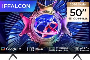 🛒 iFFALCON 50U95A 50 İnç Smart TV 4K QD-Mini LED Yüksek Parlaklık HDR 10+ Gaming Google TV, 144Hz Doğal Yenileme Hızı, ONKYO 2.1 Hi-Fi, Dolby Vision Atmos, MEMC, AI Modu, Game Master (3-Yıl Garanti) — %35 İndirim