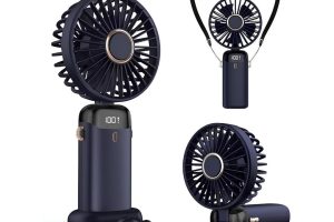 🛍️ Şarjlı El Vantilatörü   LED Dijital Ekranlı 5 Kademe Rüzgar Hızlı Mini Masaüstü Fan, Boyun Askılı Katlanabilir Şarj edilebilir Taşınabilir Vantilatör, Telefon Standlı Type C Şarjlı Soğutucu Fan