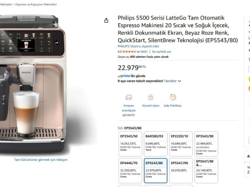 Philips 5500 Serisi LatteGo Tam Otomatik Espresso Makinesi 20 Sıcak ve Soğuk İçecek, Renkli Dokunmatik Ekran, Beyaz Roze Renk, QuickStart, SilentBrew Teknolojisi (EP5543/80)