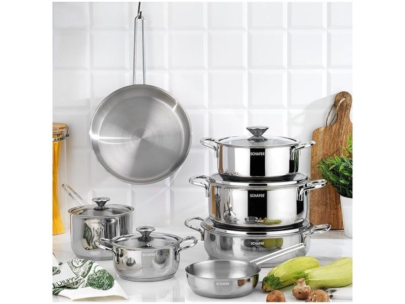 🛍️ Schafer Steel Storm Çelik Tencere Seti 12 Parça Inox
