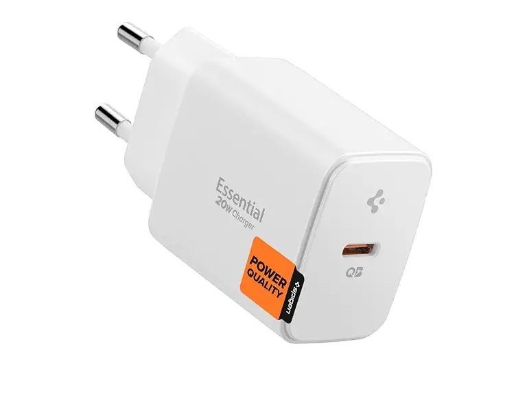 Spigen 20W USB-C Mini Hızlı Şarj Aleti/Şarj Isısını Düşürür GaN Pro Akım Korumalı Güç Adaptörü iPhone & Android & iPad Type-C EE201 Beyaz – ACH08701 (Spigen TR Garantili)