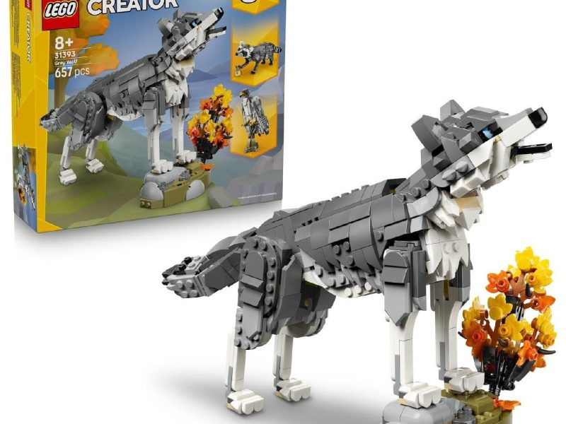 LEGO Creator 3ü 1 Arada Orman Hayvanları: Gri Kurt 31393 8 Yaş ve Üzeri Çocuklar için Kurt, Şahin veya Rakun Olarak İnşa Edilebilen Oyuncak Yapım Seti, Hediye Fikri (657 Parça) LEGO Creator