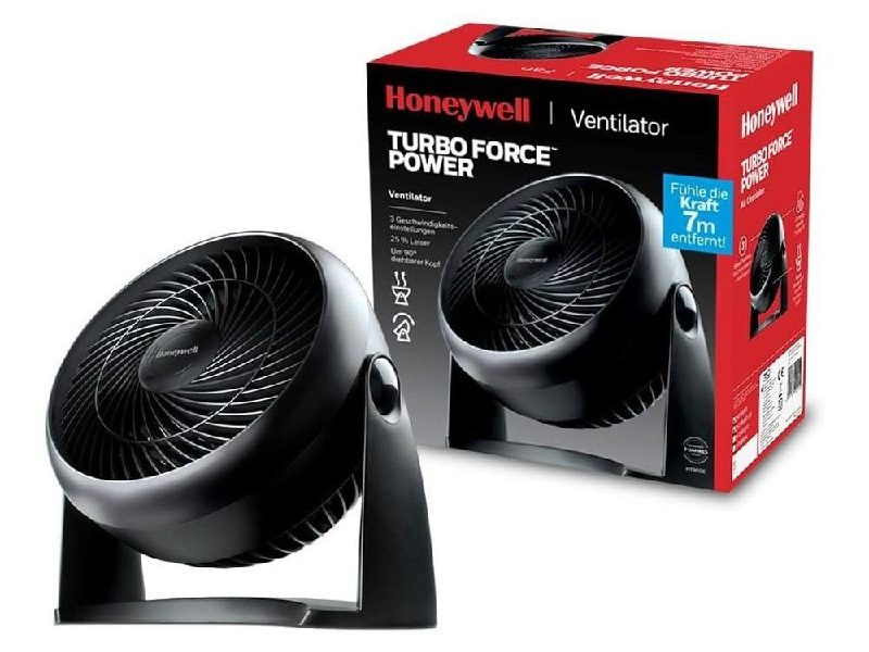 HONEYWELL TurboForce Turbo Vantilatör HT900E, Sessiz Soğutma, 90 Dereceye Kadar Ayarlanabilir Eğim Açısı, 3 Hız Ayarı, Duvara Montaj, Masa Vantilatörü – Siyah