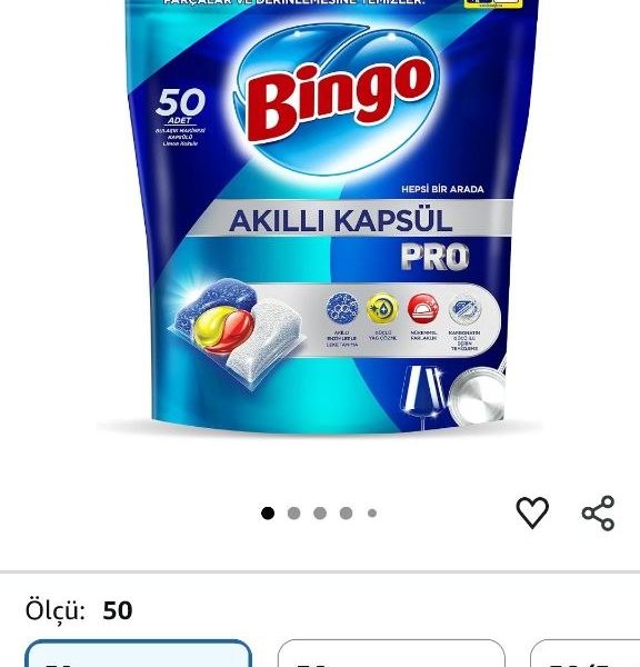 Bingo akıllı kapsül pro bulaşık Makinesi deterjanı 50 adet