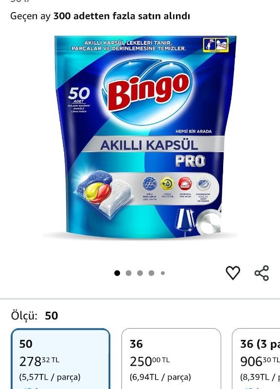 Bingo akıllı kapsül pro bulaşık Makinesi deterjanı 50 adet