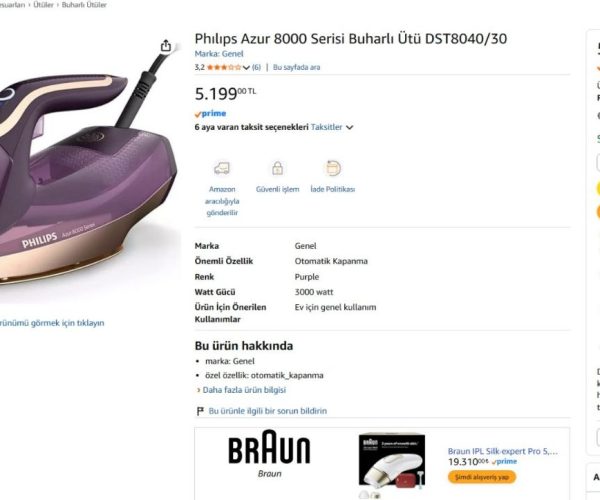 Phılıps Azur 8000 Serisi Buharlı Ütü DST8040/30