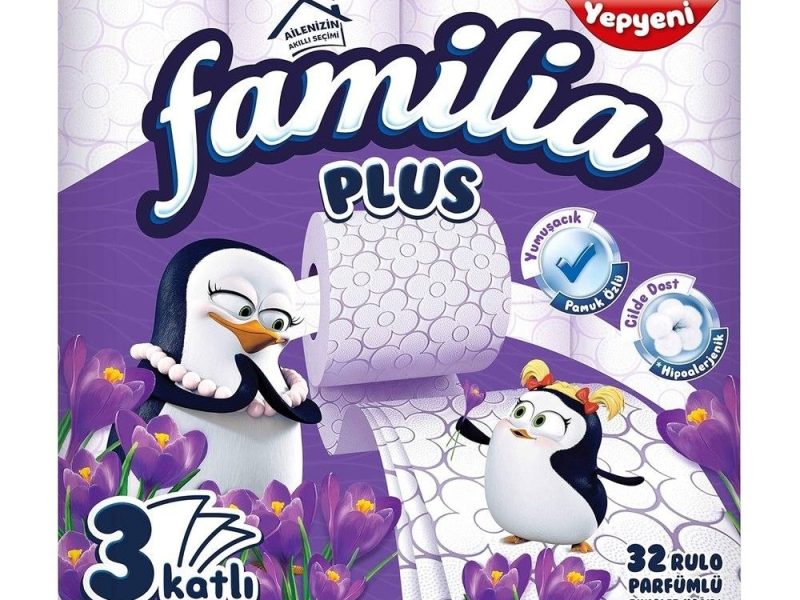 Familia Plus 3 Katlı Tuvalet Kağıdı Sihirli Çiçekler 32’li 1 Paket (1 x 32 Adet), 2.7 kg
