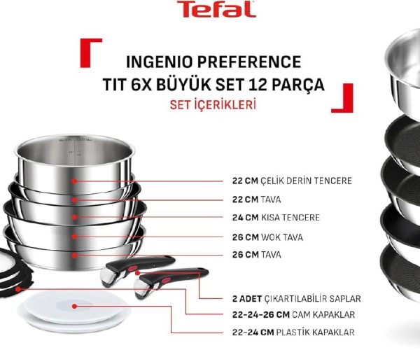 🛒 Tefal Ingenio Preference 12 Parça Tencere Seti | 6X Kaplama | Çıkarılabilir Sap | Yapışmaz — %6 İndirim