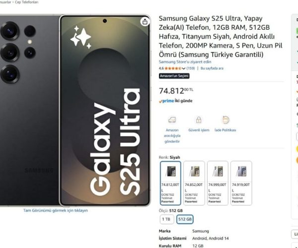 Samsung Galaxy S25 Ultra, Yapay Zeka(AI) Telefon, 12GB RAM, 512GB Hafıza, Titanyum Siyah, Android Akıllı Telefon, 200MP Kamera, S Pen, Uzun Pil Ömrü (Samsung Türkiye Garantili)