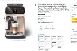 Philips 5500 Serisi LatteGo Tam Otomatik Espresso Makinesi 20 Sıcak ve Soğuk İçecek, Renkli Dokunmatik Ekran, Beyaz Roze Renk, QuickStart, SilentBrew Teknolojisi (EP5543/80)