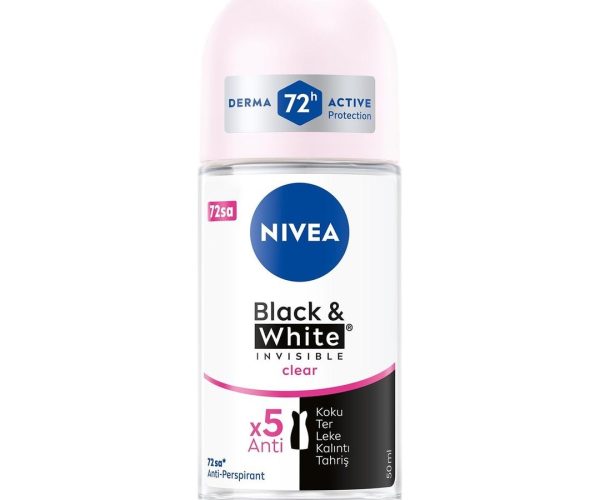 🛍️ NIVEA Kadın Roll On Deodorant Black & White Invisible Clear 72 Saat Anti Perspirant Koruma (50 ml) — %23 İndirim