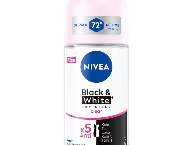 🛍️ NIVEA Kadın Roll On Deodorant Black & White Invisible Clear 72 Saat Anti Perspirant Koruma (50 ml) — %23 İndirim