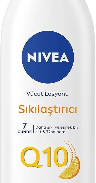 NIVEA Q10 Sıkılaştırıcı Vücut Losyonu 250 ml,72 Saat Nemlendirici,7 Günde Sıkılaşma,Esnek Cilt,C Vitamini,Kolajen,Normal Ciltler İçin