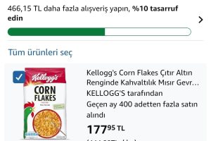 Kellogg’s Corn Flakes Çıtır Altın Renginde Kahvaltılık Mısır Gevreği 400 Gr – 3 adet alımda adedi 59₺