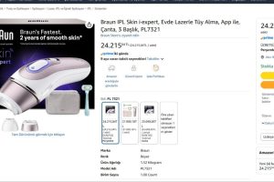 Braun IPL Skin i·expert, Evde Lazerle Tüy Alma, App ile, Çanta, 3 Başlık, PL7321