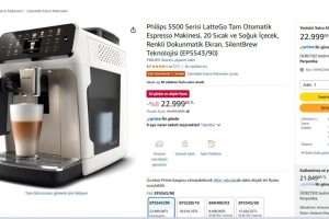 Philips 5500 Serisi LatteGo Tam Otomatik Espresso Makinesi, 20 Sıcak ve Soğuk İçecek, Renkli Dokunmatik Ekran, SilentBrew Teknolojisi (EP5543/90)