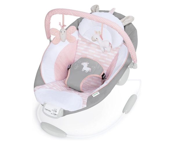 🛍️ Ingenuity RahatlatıcıAna Kucağı, Sesler ve Titreşimler, 0 6 Ay, 9 kg’ya Kadar Flora the Unicorn (Pembe)