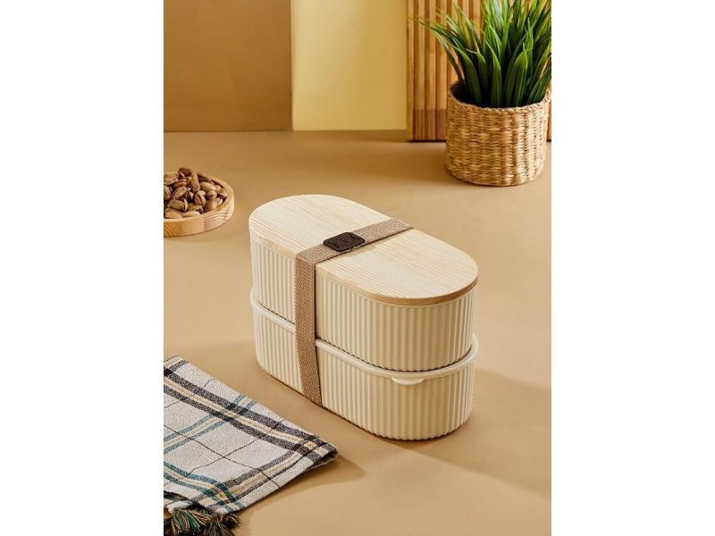 🛍️ Bambu Kapaklı Saklama Kabı 1,2L x2