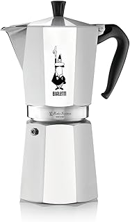 Bialetti - Moka Express: 18 Cups Ocak Üstü Espresso Pişirici - 810ml - Gümüş Renk - Alüminyum Gövde - Patentli Güvenlik Valfi - Tüm Ocak Türleri İçin Uygundur (İndüksiyon Hariç)