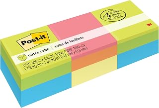 Post-it Notlar, 2x2 inç, 3 Küp, Amerika'nın 1 Numaralı Favori Yapışkan Notları, Çeşitli Renkler, Geri Dönüştürülebilir (2051-3PK)
