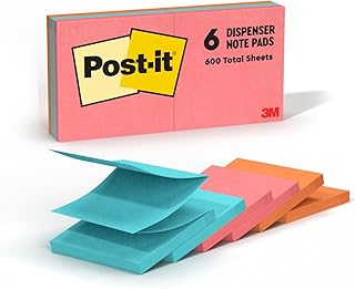 Post-it Pop-Up Notlar, 7,6 x 7,6 cm, 6 Blok, Amerika'n n #1 Favorite Sticky Notes, Cape Town Collection, parlak renkler (macenta, pembe, mavi, ye il), temiz karma, geri d n t r lebilir (R330-12AN)
