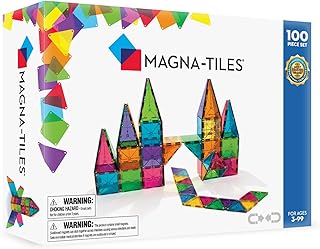 Magna-Tiles Magna Tiles 100 parçalı set Clear Colours, farklı, manyetik 3D yapı taşları, net renklerde, eğlenceli öğrenmeyi teşvik eder, Moose Toys çok renkli