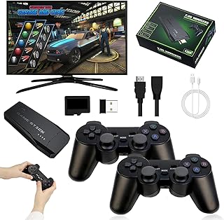 Retro Video Oyun Konsolu, 20.000+ Klasik Oyun Konsolu, 64G 4K HDMI Çıkışı Game Stick, İki Kablosuz Oyun Konsolu 2.4G Tak ve Çalıştır TV Çubuğu Taşınabilir Konsol Retro