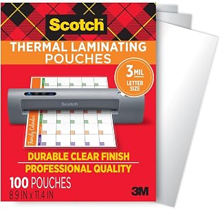 Scotch Thermal Laminator Pouches 3 Mil 100/Pkg-8.9